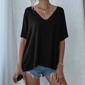 V-neck Batwing Sleeve Slouchy Tee